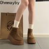 Vintage Fleece Lining Women Snow Boots Comfort Platform Thick Sole Keep Warm Cotton Short Booties Winter Women's Plush Shoes
