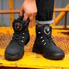 Men's Steel-Toed Safety Shoes With Anti-Crush, Anti-Puncture And Anti-Slip Soles, Fashionable Button Industrial Work Boots