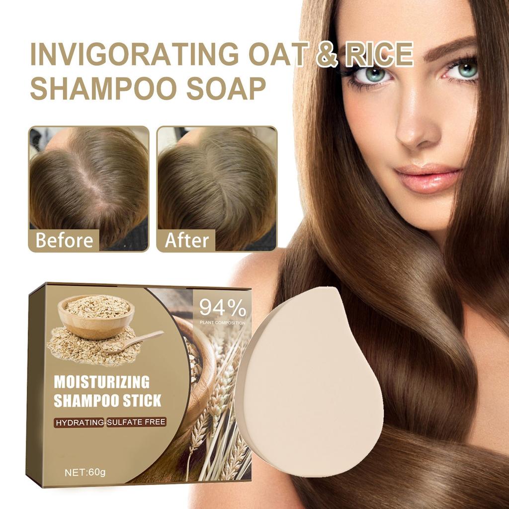 Invigorating Oat & Rice Shampoo Bar, Anti-Hair Loss Rice Shampoo Bar, Moisturizing Shampoo Stick, Rice Shampoo Bars For Hair Growth