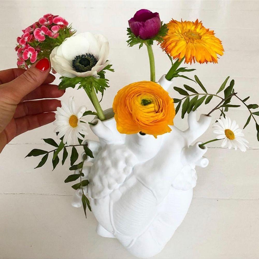 Anatomical Vase Resin Ornaments Art Style Flower Plant Container Heart Shape Flower Vase  Farmhouse