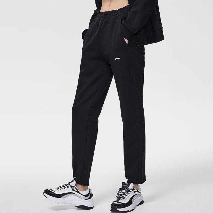 Li Ning Casual Straight Leg Knitted Sports Pants Women Pants Black AKLR004-1