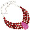 Pink Sunshine Desert Drusy Garnet Jewelry Necklace 16-18''