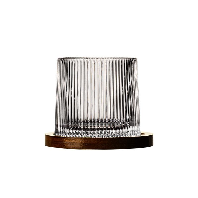 Tumbler Whiskey Glass with Base Rotating Spinning Stress Relief Cup Creative Brandy Glass