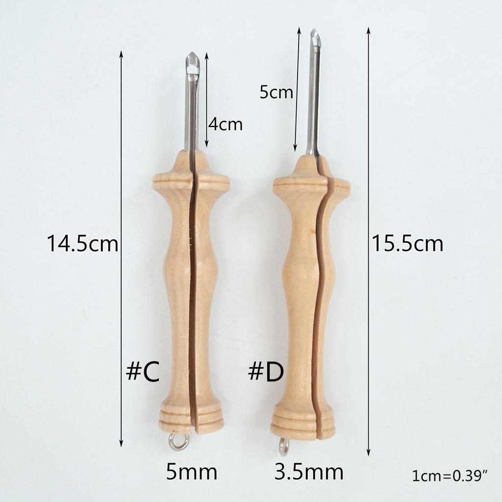 Threader Needle with Wooden Handle Embroidery Punch Grandmother DIY Fun Tool