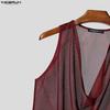 Summer Swing Neck Incerun Men Sleeveless Hollow Out Loose Beach Holiday Tank Tops