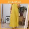 Elegancka jesienna sukienka maxi z plisowanym wzorem do biura dla kobiet
