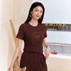 JZ Jiuzi Simple Multi-Color Bead Glutinous Rice T-Shirt Top
