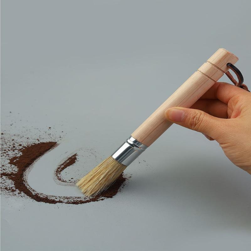 1Pc Coffee Powder Cleaning Brush Grinder Cleaning Brush Coffee Bar Wooden Handle Brush Bristle Brush Coffee Painting
