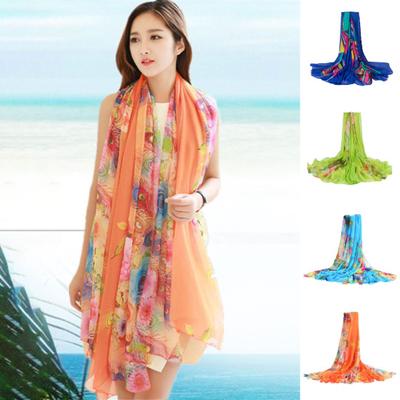 Chiffon-Gaze-Schal, leuchtender Farbdruck, Sonnenschutz-Schal, übergroßes Strandtuch, Bademode, Oberteile, Kleider, extragroßer Überzug