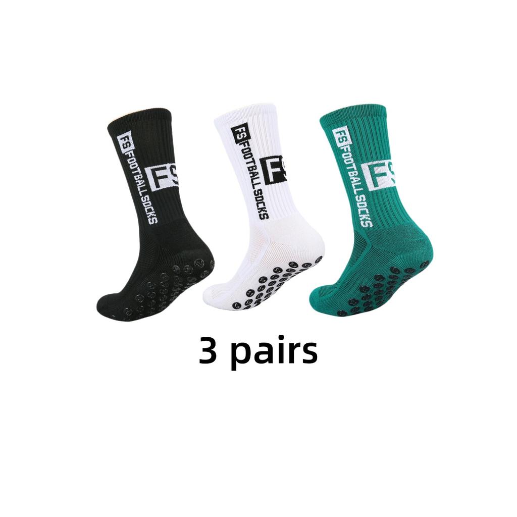 3 Pairs Non Slip Football Socks Mens Friction Gasket Tube Running Ice Snow Hiking Athletic Over Knee Stockings Basketball Socks
