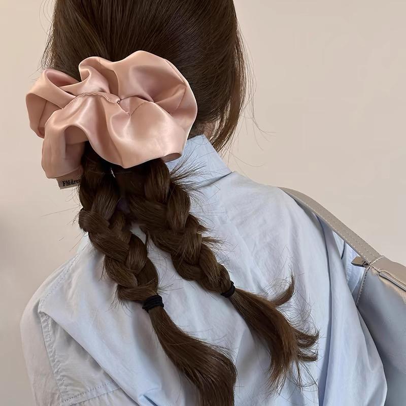 Large Scrunchies Satin Fabric Solid Color Hair Tie Elastic Hair Band Ponytail Holder Elegant Women Hair Accessories