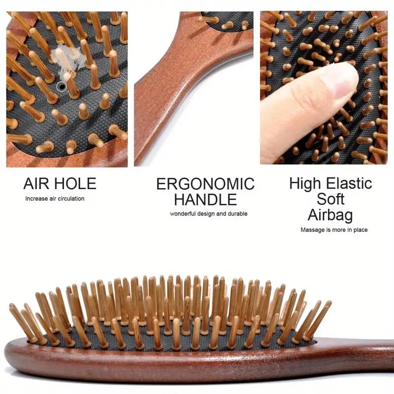 Luxurious Sandalwood Air Cushion Comb - Fine-Toothed, Scalp Massaging Hairbrush for All Hair Types