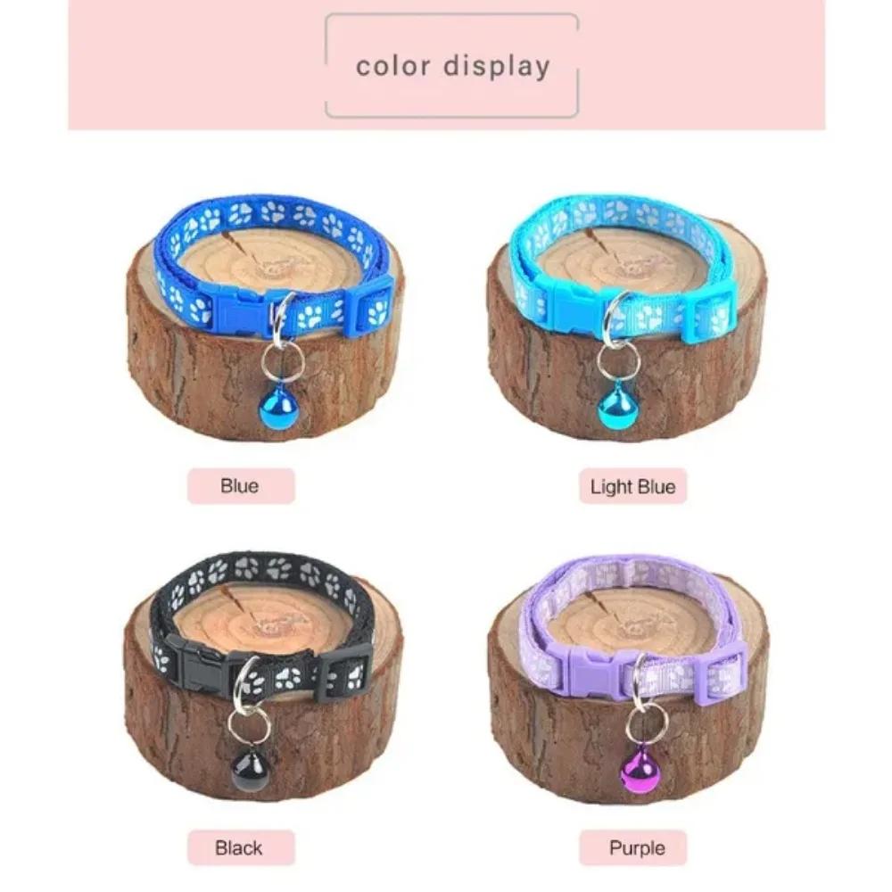 Stoffhalsband für Hunde und Katzen, Halsband mit Glocke mit einzelnen Pfotenabdrücken, Katzenschnallenhalsband