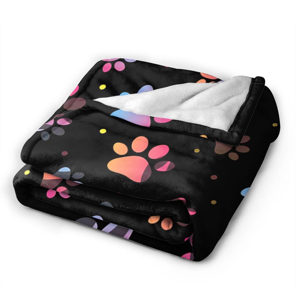 Dog Paw Print and Bone Blanket Quality Soft Warm Throw Blanket Winter Children Home Decor Pattern Bedspread