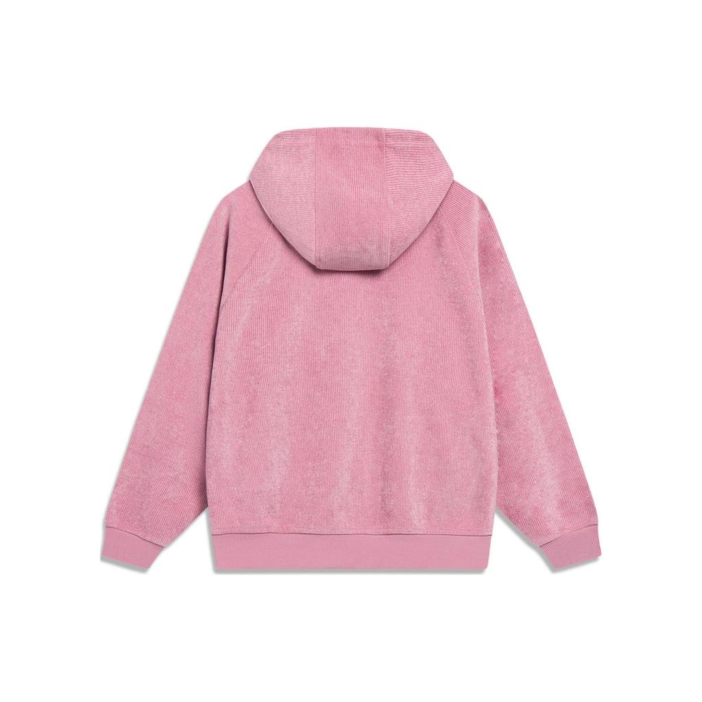 Li-Ning Sports Trend Series Solid Color Pullover Hoodie Women Tops Light-Rose-Red AWDT030-2