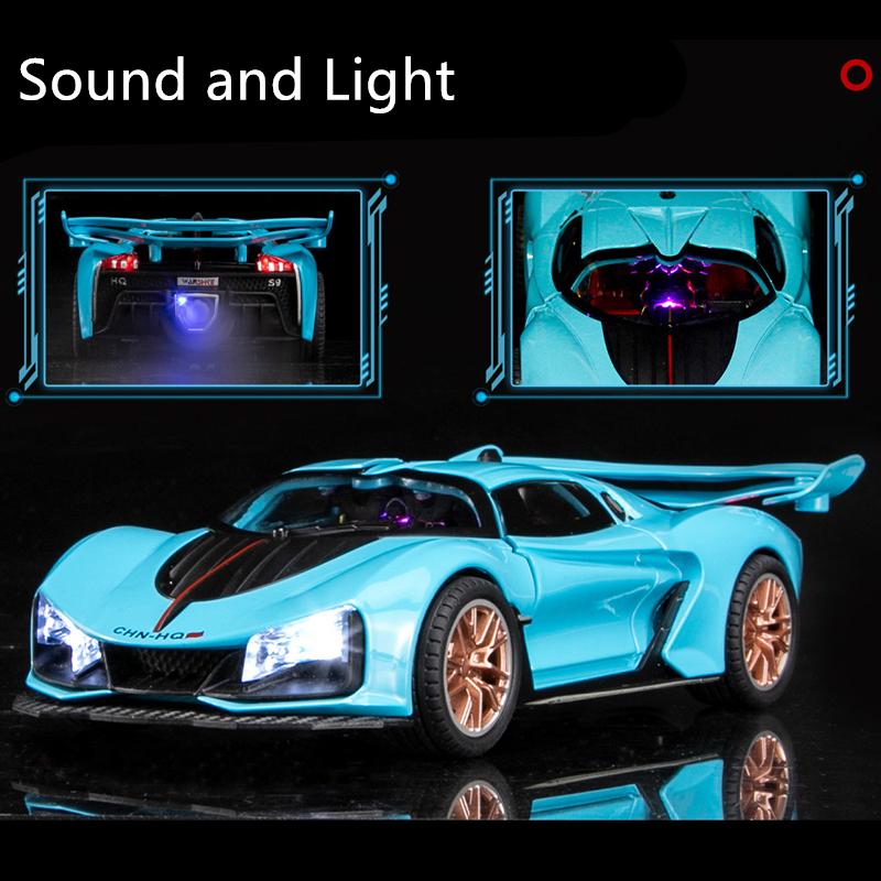 Hongqi S9-Druckgussauto-Modellspielzeug im Maßstab 1:24, zurückziehbares Spielzeugfahrzeug mit Sound, Licht und Spray für Kinder, Kleinkinder, Jungen und Mädchen, Geschenkkollektion