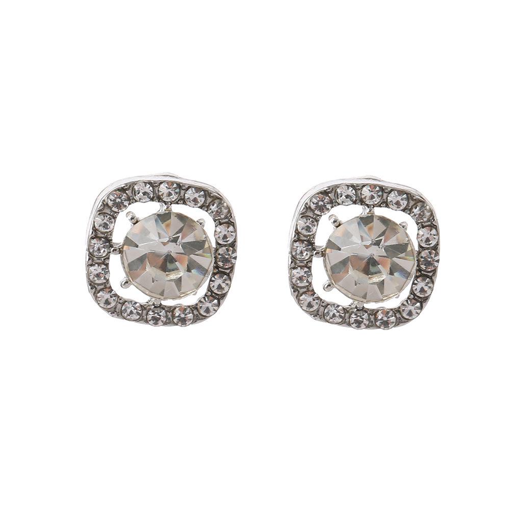 

High-End Sparkling Square Imitation Diamond Stud Earrings