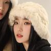 Rabbit haired Hat Women's Face In Autumn and Winter Small Furry Plush Hat Warm Ear Protection Fur Big Head Fisherman Hat Trend