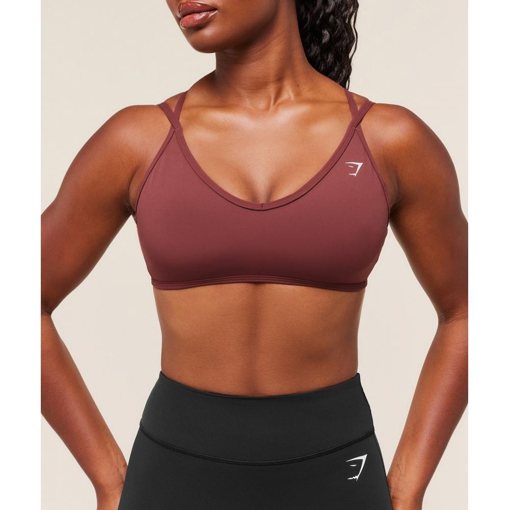Gymshark Back Gains Sports Bra Burgundy Brown B8a5u Rbqv