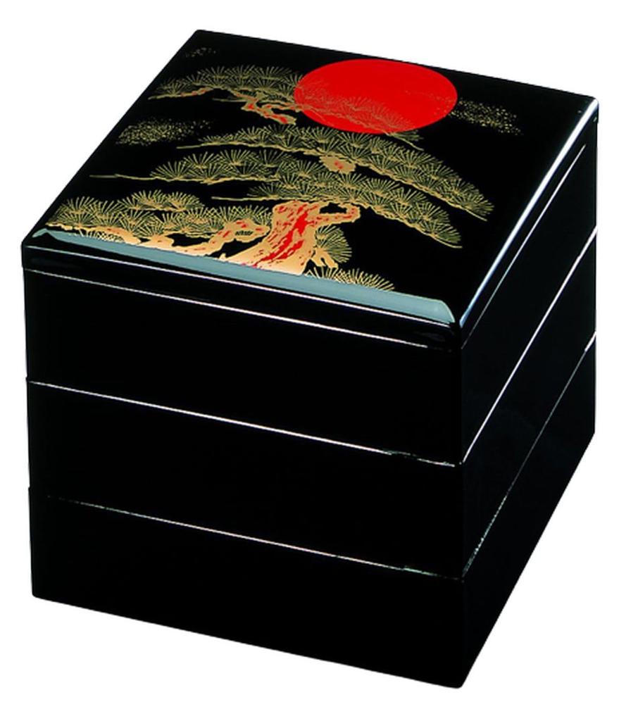 Outdoor Lunch Box Made in 3 Houtoku Sunrise Pine x x J-kitchens (Lunch Box) Japan, Tiers, 7-inch, Design, 21.0cm 21.0cm 18.0cm