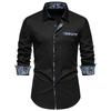 Frühlings Herrenmode Dreiecksausschnitt Kaschmirblume Colorblock Langarmhemd für Herren Hemden (Herren)