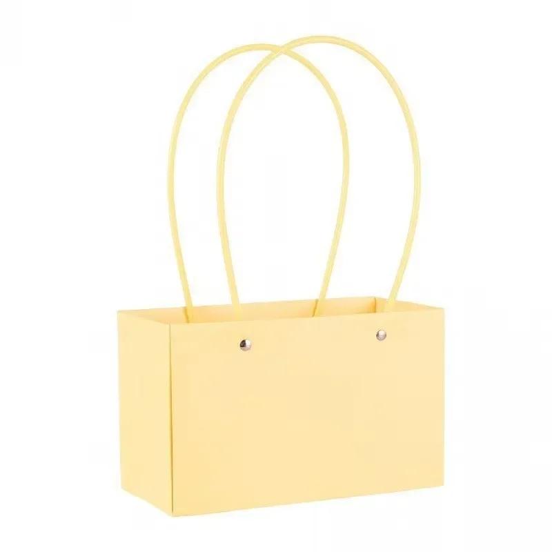 Paper Box Pink Kraft Paper Tote Bag Square Gift Bag  Flower Shop Supplies Valentine's Day Party 10pcs Fresh Flower Packaging