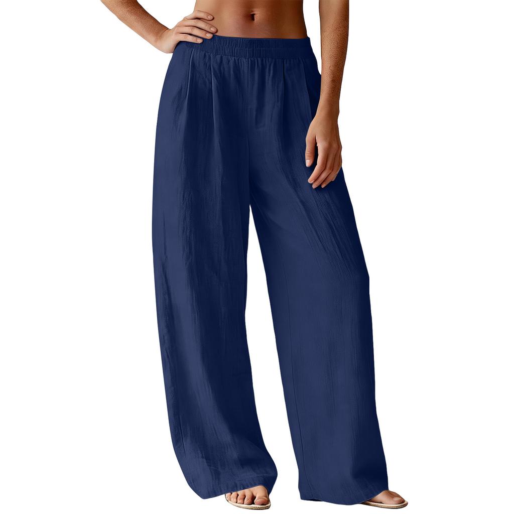 Pantaloni Larghi Dritti da Donna Pantaloni Lunghi Casual con Tasche