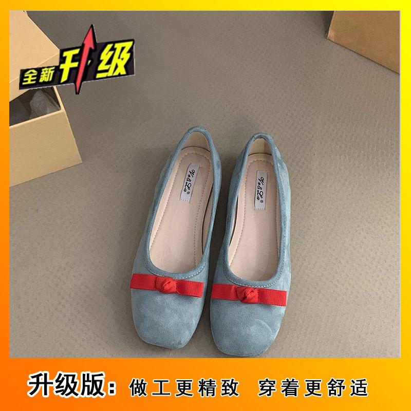 Fairy shoes flat ballet shoes female 2025 summer new French bow round head gentle evening shoes single shoes