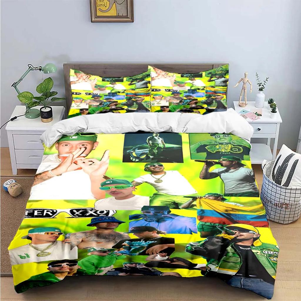 Fashion Pop Singer Ferxxo Feid Print Bedding Sets Bed Supplies Set Duvet Cover Bed Comforter Set Bedding Set Luxury Birthdaygift