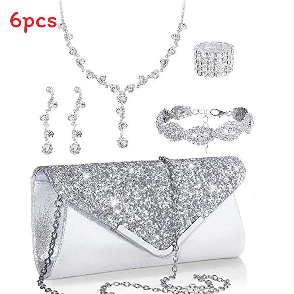 Minimalist European Style Jewelry Set With Water Diamond Embellishments For Women