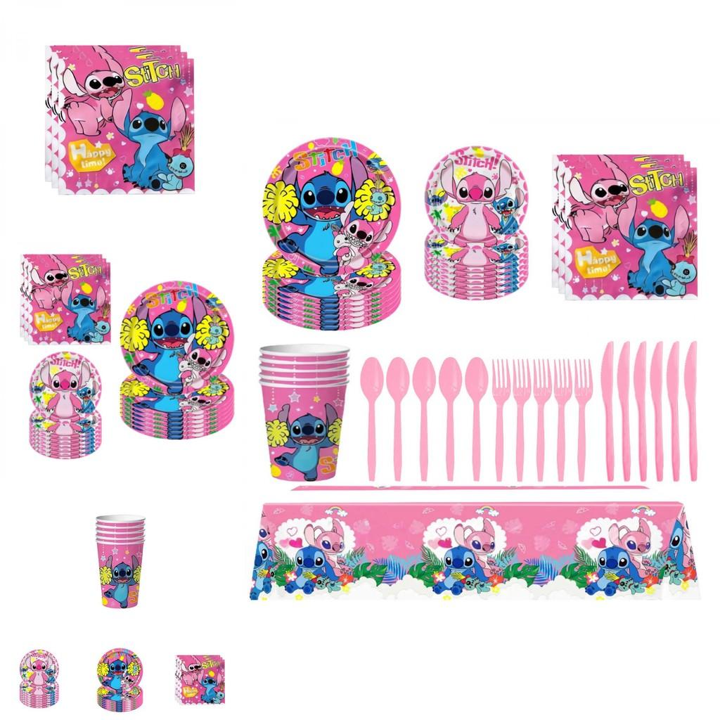 Lilo Stitch Party Supplies Set With Paper Plates Cups Napkins Tablecloth For Kids Birthday Decor