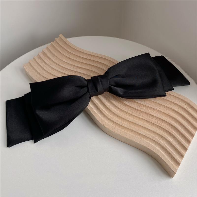 Multi Layer Bowknot Hair Clip For Girls Women Big Satin Solid Pink Black Hairpins Korean Fashion Pinches For Hair Accessories