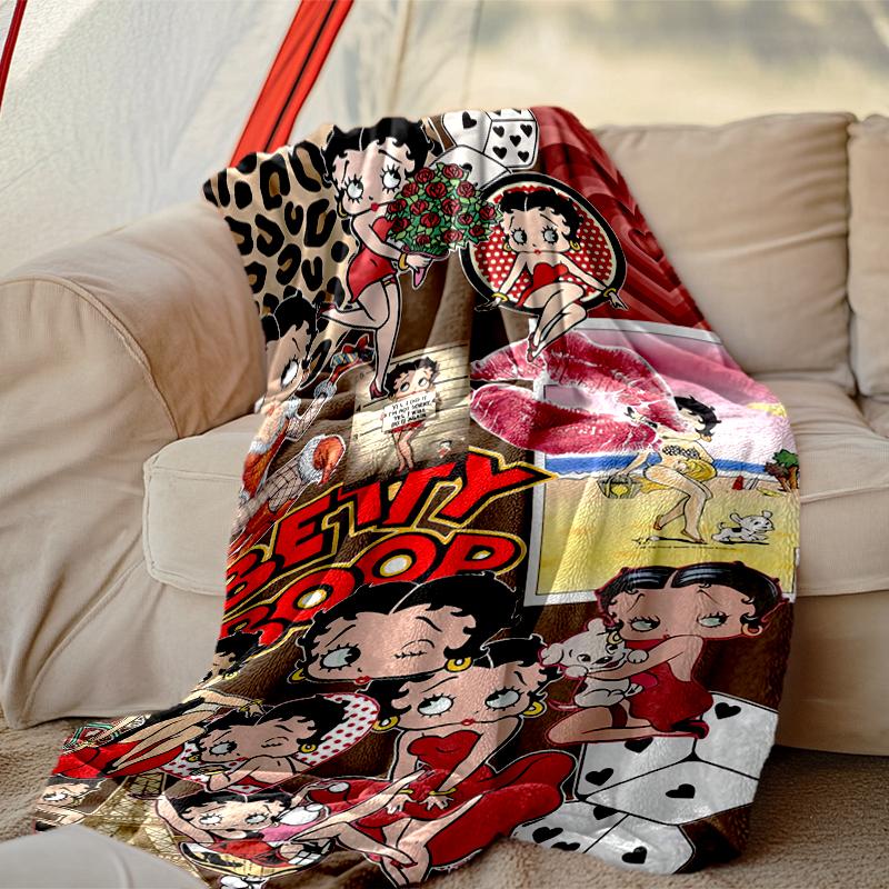 [Betty Boop Blanket] Soft Throw Blanket for Bed Sofa, Holiday Gift Blanket for Women Men Family Friend