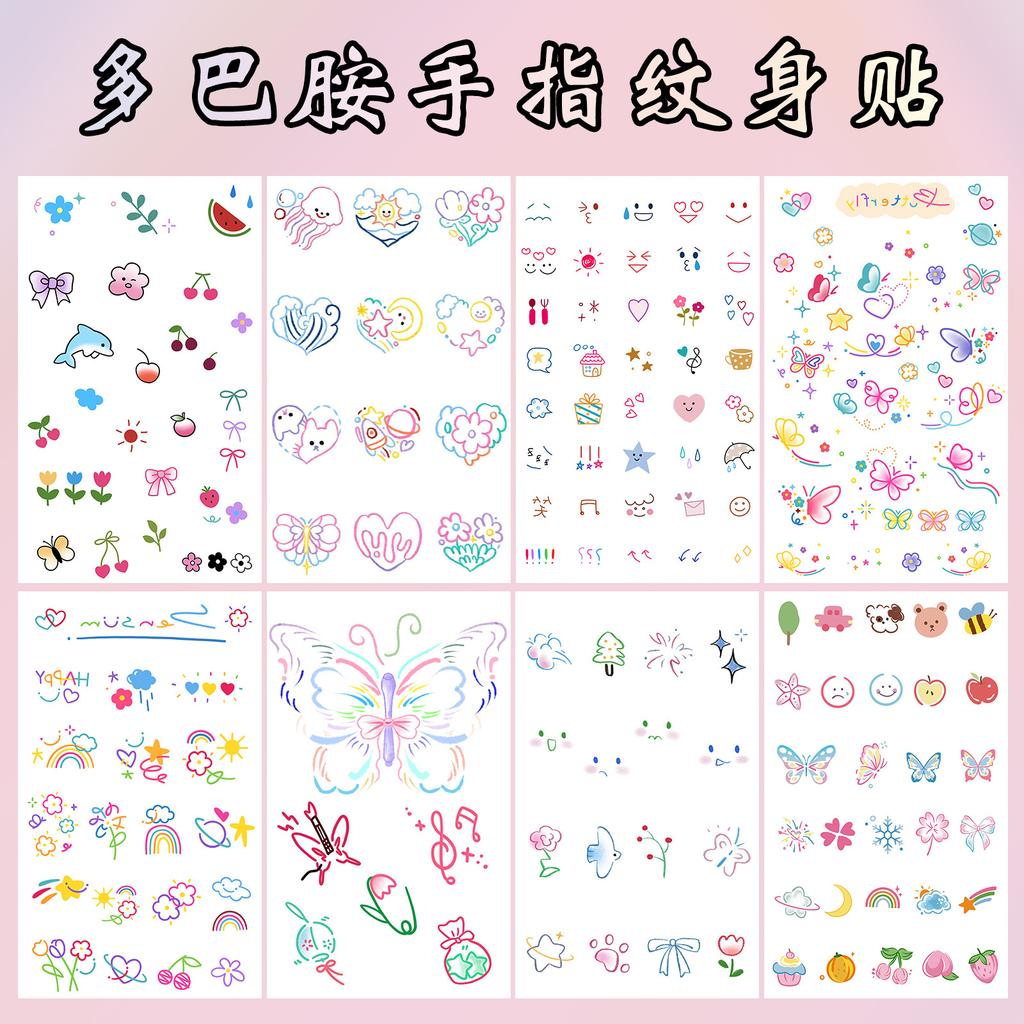 Dopamine Color Butterfly Animal Love Star Fireworks Small Picture Finger Tattoo Sticker