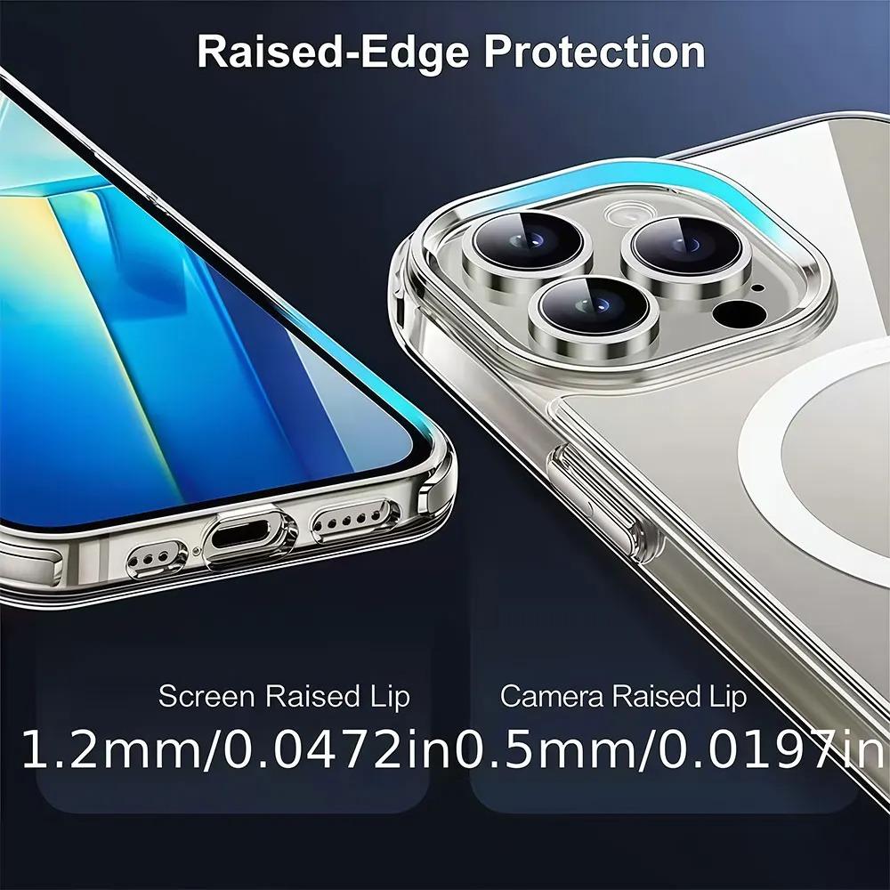 Luxury for Magsafe Clear Phone Case for 17 16 15 14 13 Pro Max 17Pro Shockproof Hard Cases for iPhone17 15 Pro Max Cover