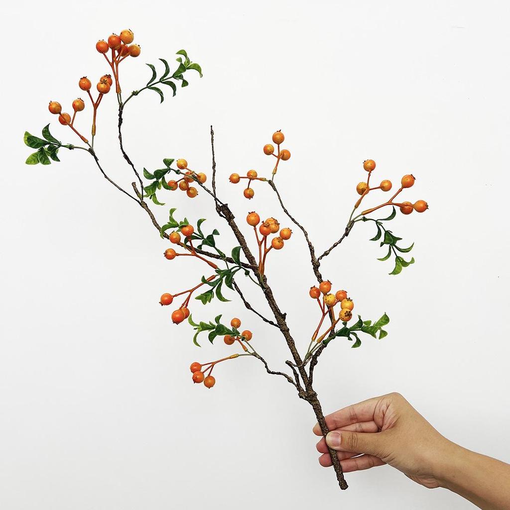 Simulated Holly & Sea Buckthorn Fruit Branches for Indoor Decoration