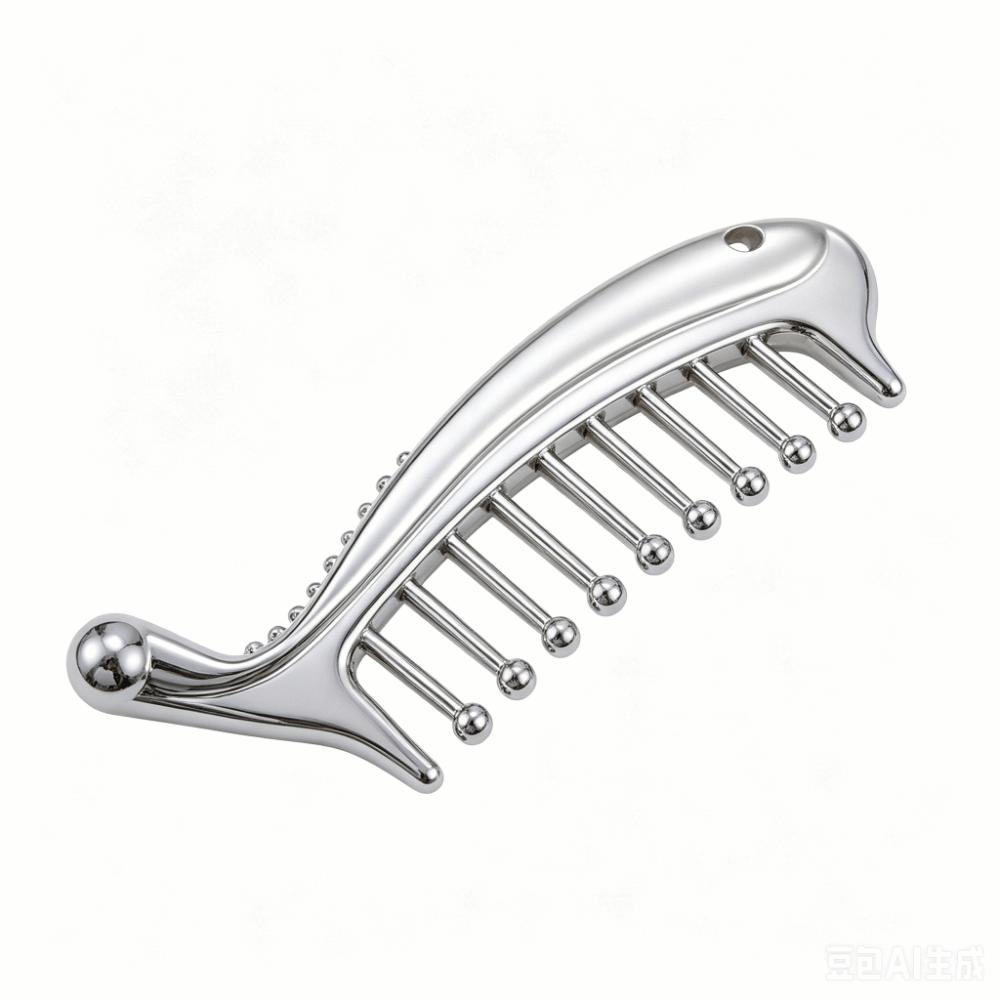 Manual Massage Comb Alloy Trigger Point Massager Tool Portable Head Massager Hand Massage серебряный