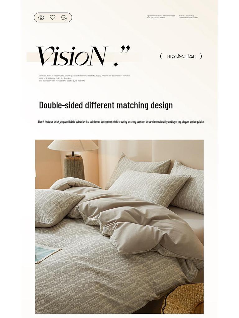 2025 Style Pure Cotton Double Gauze Flannel Bedding Set - Winter Duvet Cover and Bed Sheet, 100% Cotton