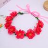 Flower Crown Headband For Women Girls Adjustable Floral Hair Wreath With Ribbon Boho Flower Headpiece Wedding Festival Party
