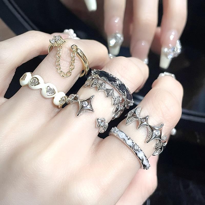 Emaille Dopamin Y2K Nische Design Sinn Hochwertig Kalter Wind Persönlichkeit Mode Öffnender Sternring Damen