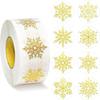 500pcs Transparent Snowflakes Sealing Labels Gold Foil Holographic Snowflakes Stickers Silver Foil Round Shape