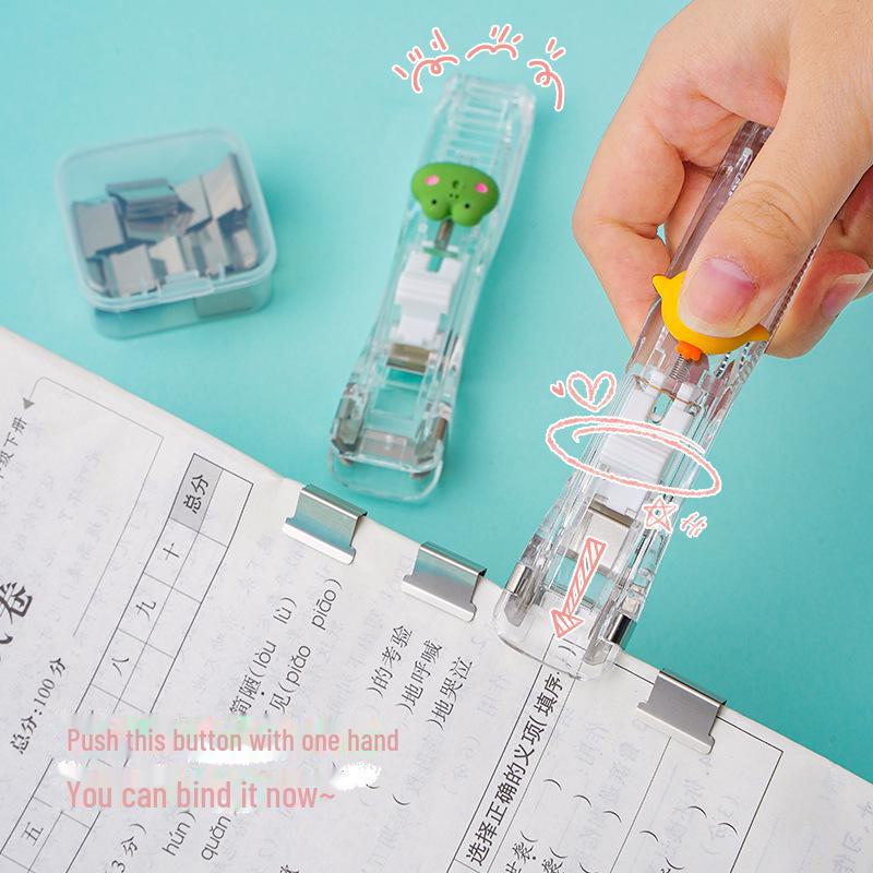 Cartoon Transparent Traceless File Binder Clip for Office Data Organization and Creative Learning