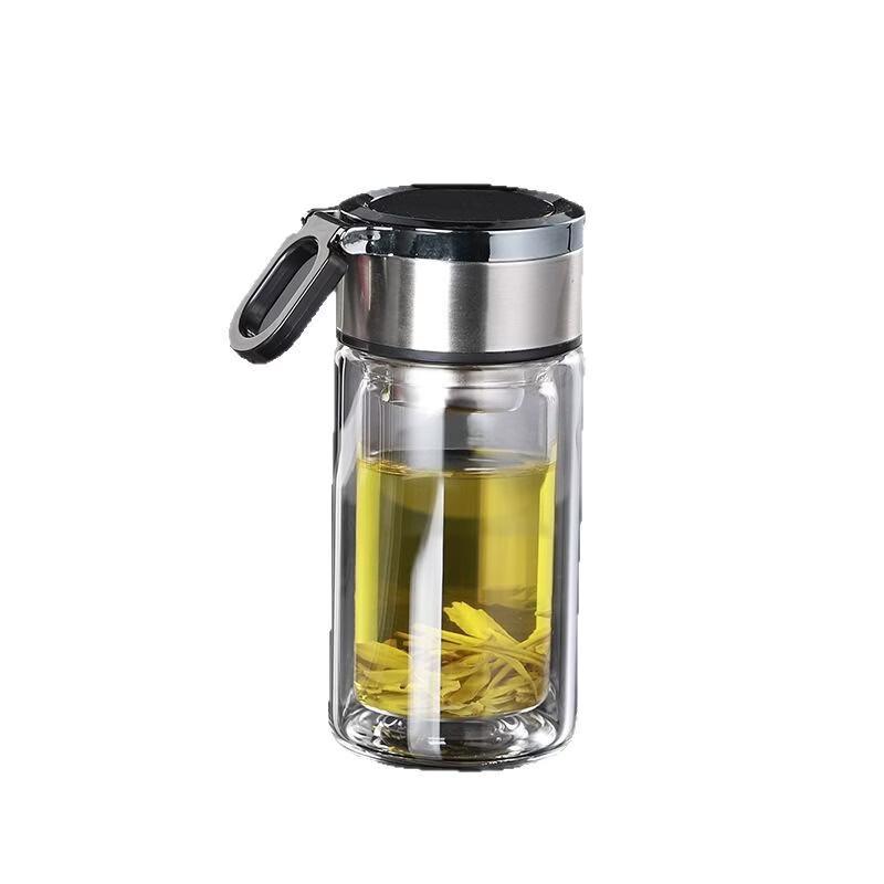 OLOEY Double-Layer Insulated Borosilicate Mini Glass Cup with Handle