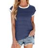 Women's Fashion Casual Basic Striped Textured Round Neck T-shirt Vest Top