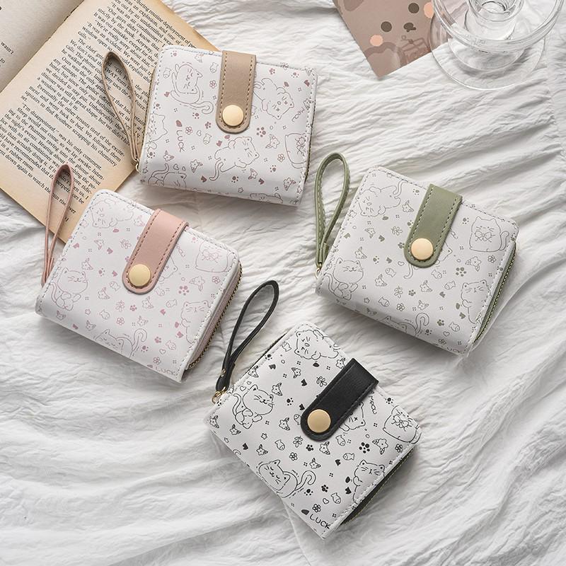 2025 Cute Japanese-Style Cat Coin Purse: Slim, Foldable, Short Wallet for Women