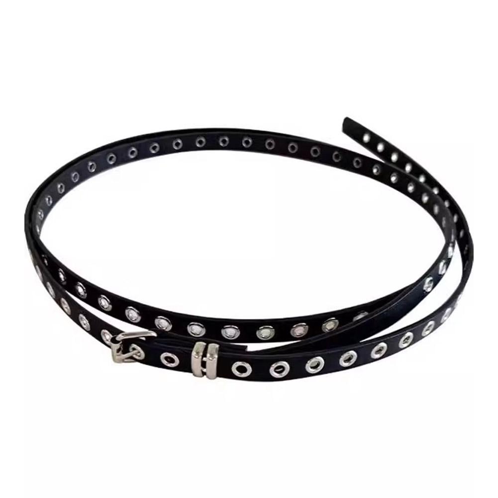 Fashion Double Circle Belt For Women PU Leather Belt Waist Decorative Punk Thin Studded Belts Ins Style Any Knot PU Jean Belts
