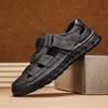 Fashion Classic Men's  Flats Leather Sandals Stylish Outdoor Beach Shoes Light Non-slip Roma Sneakers Anti-collision Toe Men's Sandals