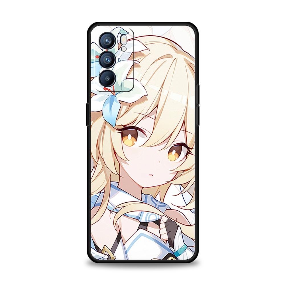 

Чехол для игрового телефона Genshin Impact для Oppo A54 A53 A52 A9 2020 A15 A95 A16 A76 A74 A12 Find X5 Reno7 Reno6 Pro Plus 5G черный чехол Oppo A76