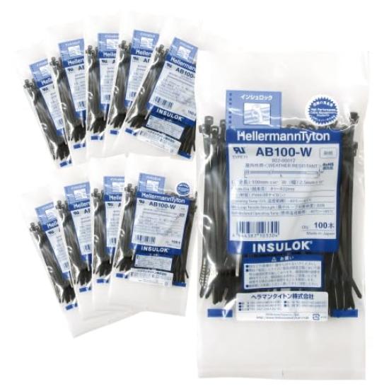 AB100-W HellermannTyton Cable Ties, Cable Ties, Insulok Tie Wraps, Weather-Resistant, IndoorOutdoor Grade, Black (100mm X 2.5mm (100 Ties X 10 Bags))