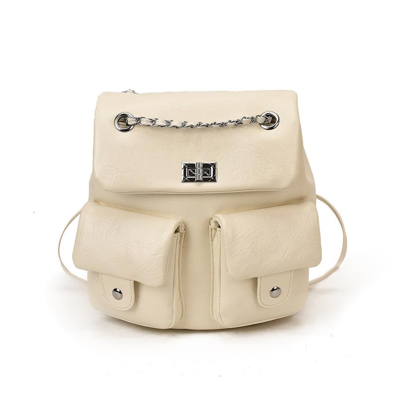 

Retro chain backpack bag women s 2025 autumn and winter new fashion going out schoolbag light fashion small backpack